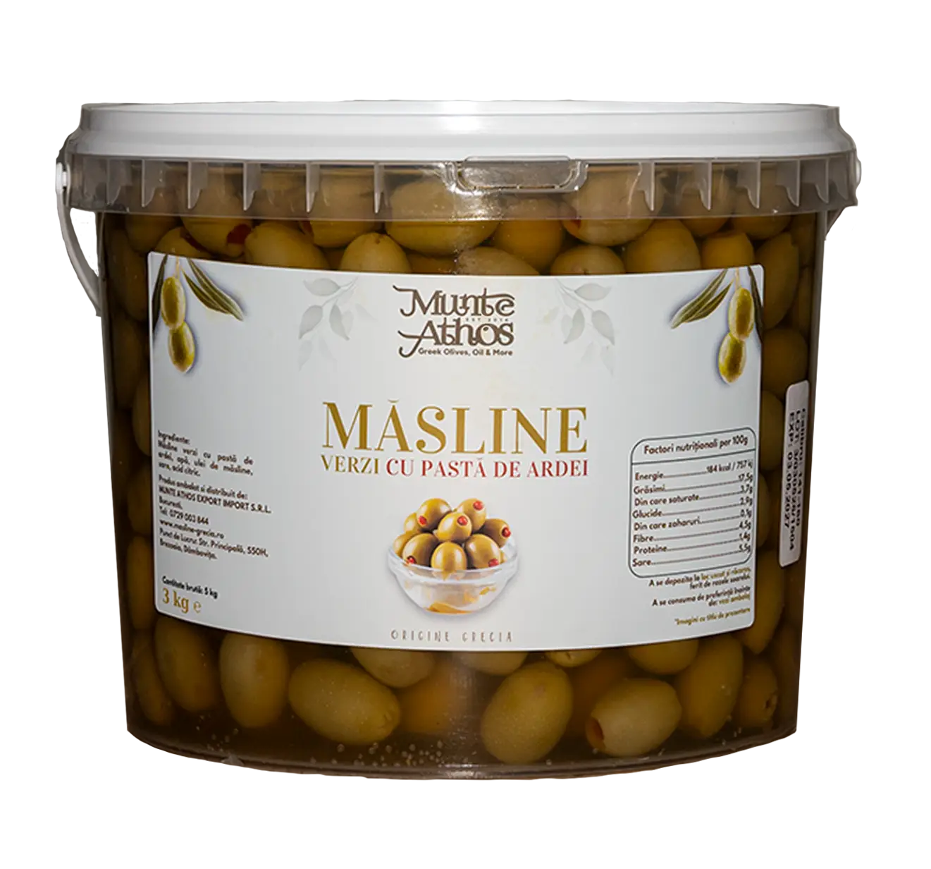 Green olives stuffed with pepper paste